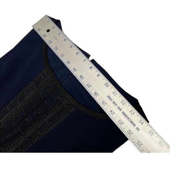 Karl Lagerfeld Dress Women’s 10 Navy Blue Lace Sleeveless Ruffle Sheath Office - Picture 8 of 13